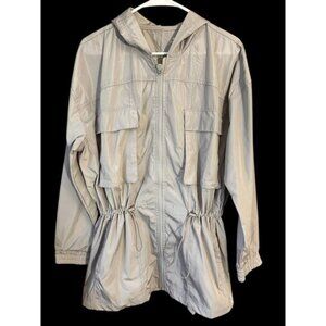 Apana Women’s Water Resistant Gull Grey Full Zip Windbreaker Jacket Size Large